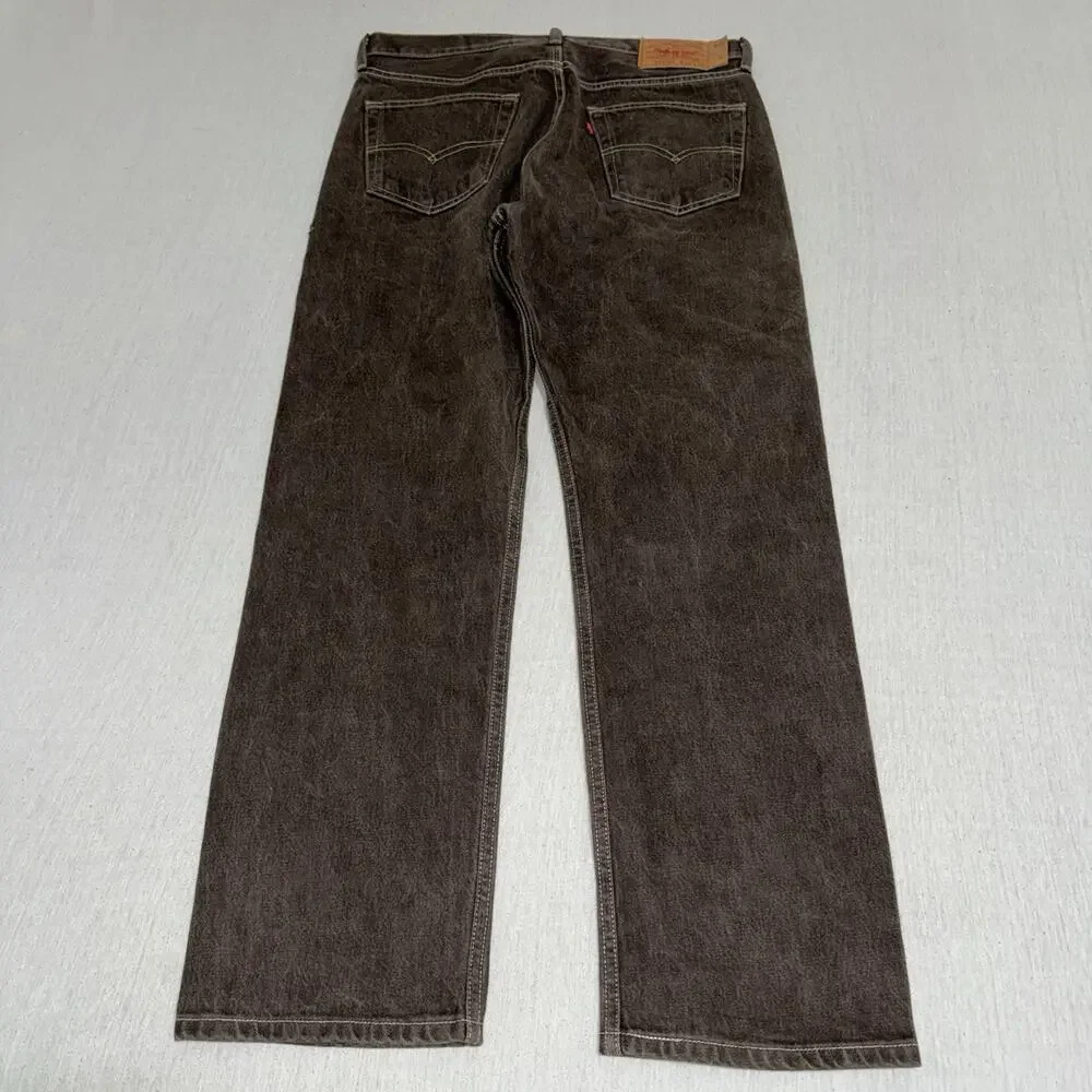 Levis 501xx Jeans Men 34x32 Brown 100% Cotton Straight Leg Button Fly